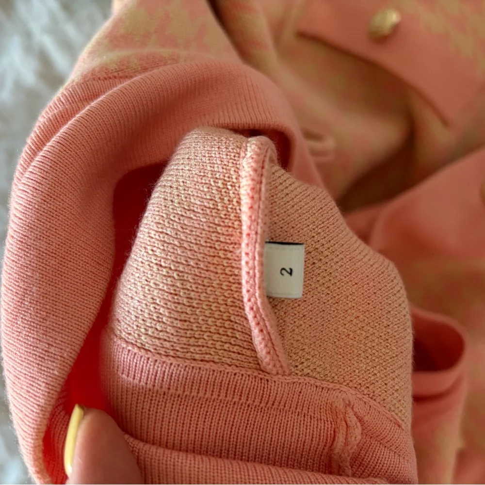 Sandro Women's Pink and Cream Cardigan - Picture 7 of 8